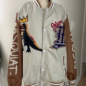 Members Only x Jean-Michel Basquiat Beige and Brown Graphic Bomber Jacket